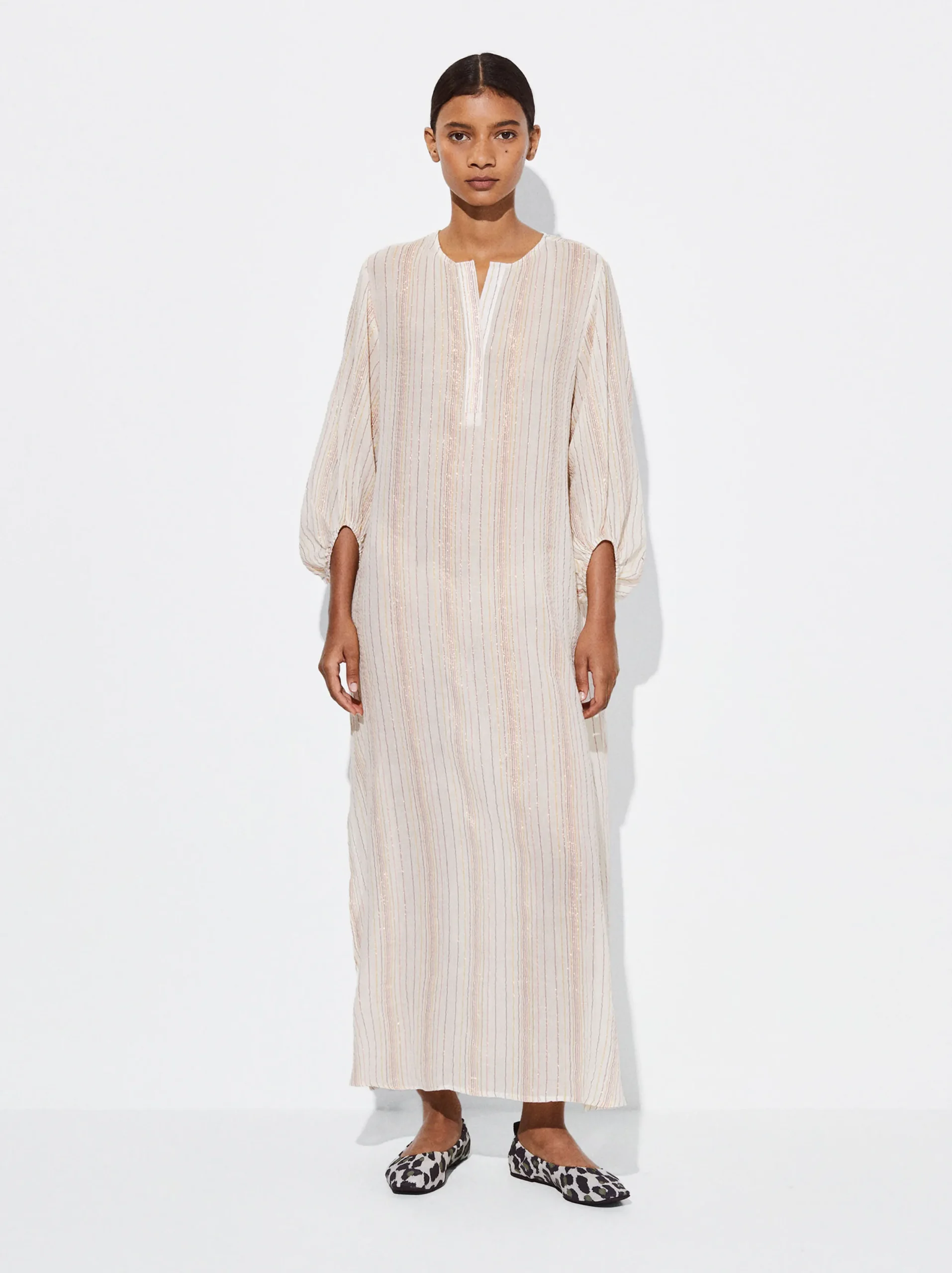 PARFOIS Vestido Largo Con Hilo Metalizado Multicor Clearance