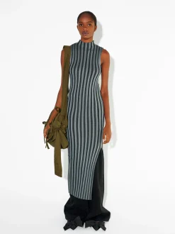 PARFOIS Vestido Largo Con Rayas Negro Best