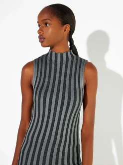 PARFOIS Vestido Largo Con Rayas Negro Best