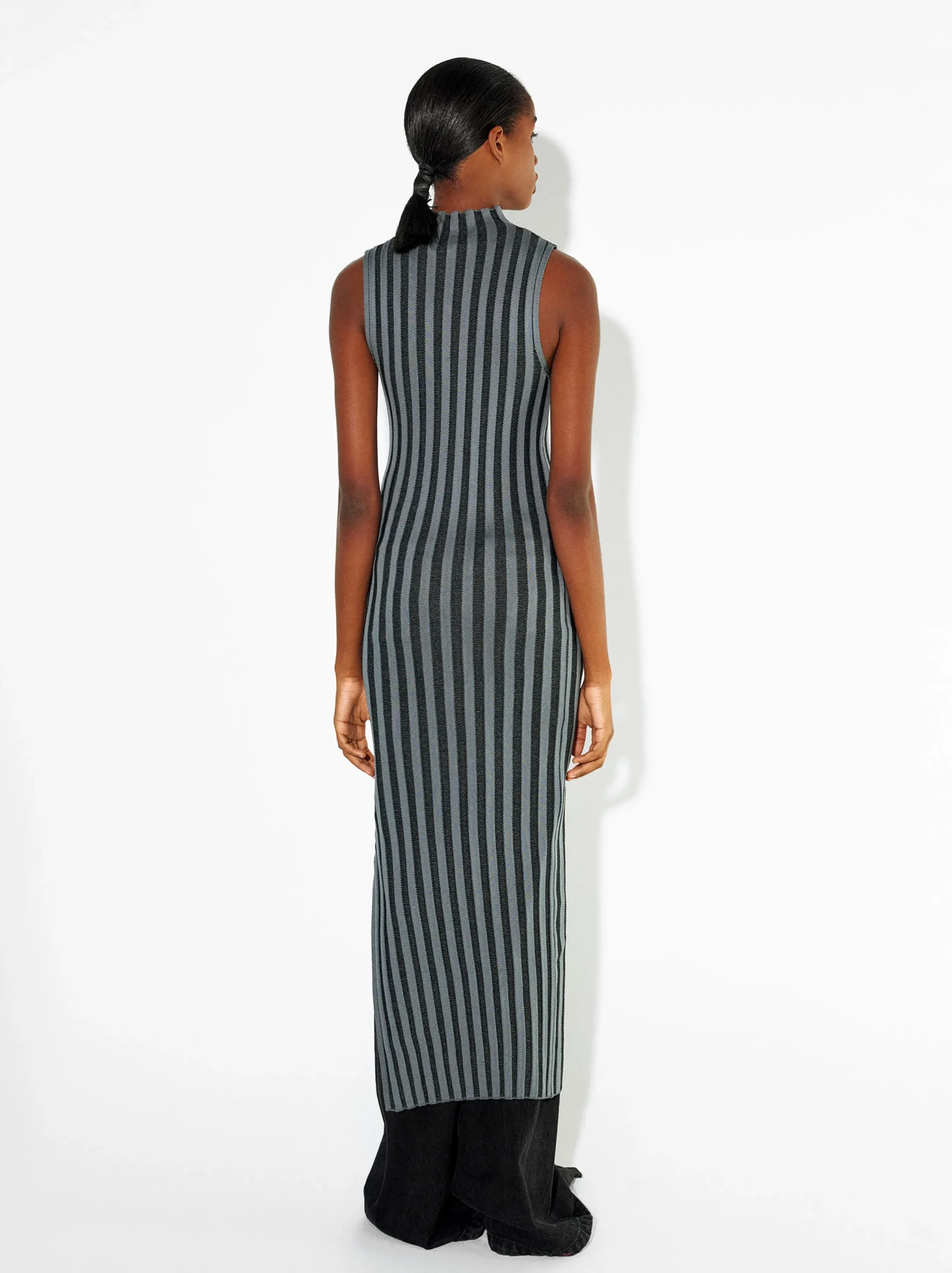 PARFOIS Vestido Largo Con Rayas Negro Best
