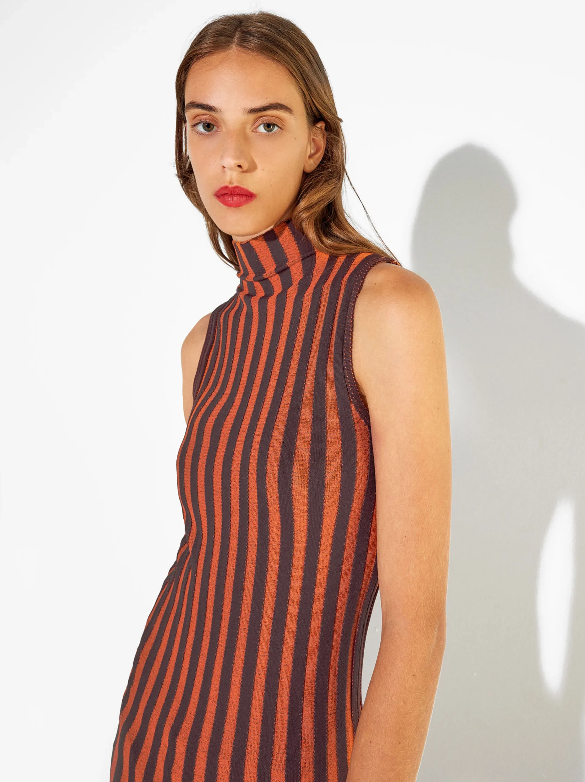 PARFOIS Vestido Largo Con Rayas Naranja Cheap
