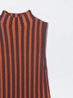 PARFOIS Vestido Largo Con Rayas Naranja Cheap