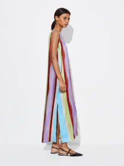 PARFOIS Vestido Largo Con Rayas Multicor Cheap