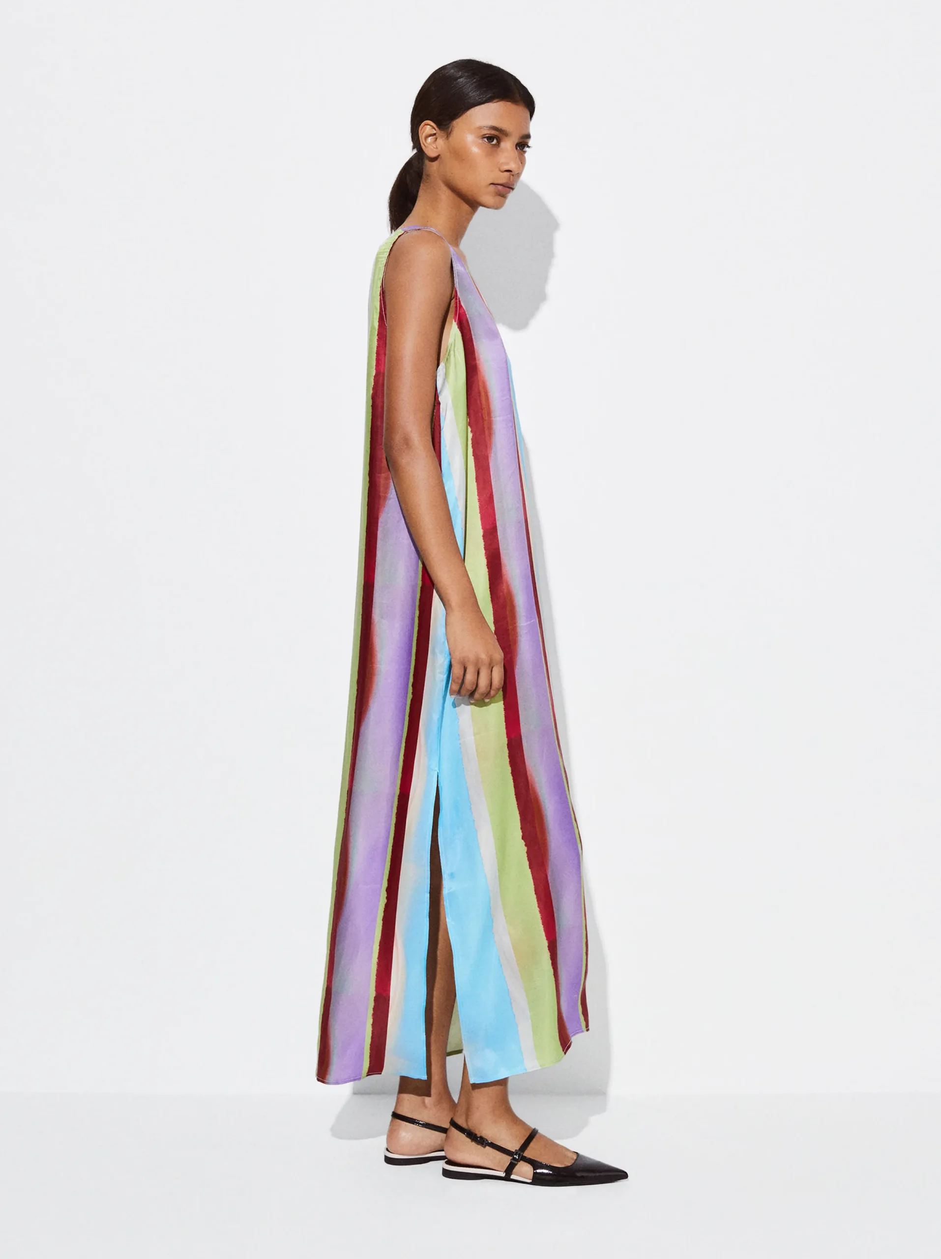 PARFOIS Vestido Largo Con Rayas Multicor Cheap