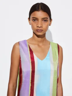 PARFOIS Vestido Largo Con Rayas Multicor Cheap