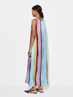 PARFOIS Vestido Largo Con Rayas Multicor Cheap