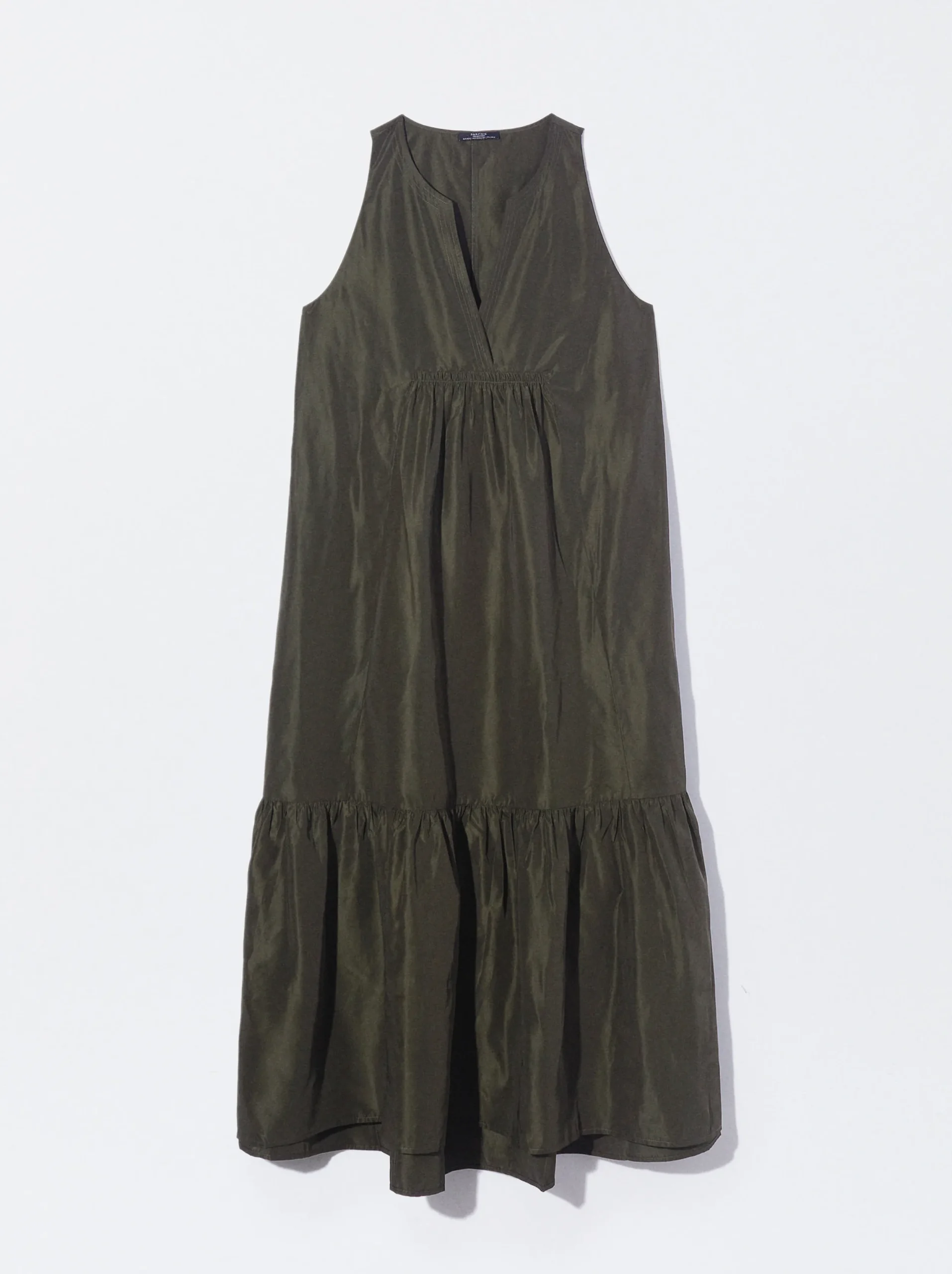PARFOIS Vestido Largo Con Volantes Caqui New