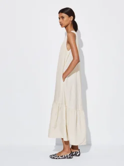 PARFOIS Vestido Largo Con Volantes Crudo Online