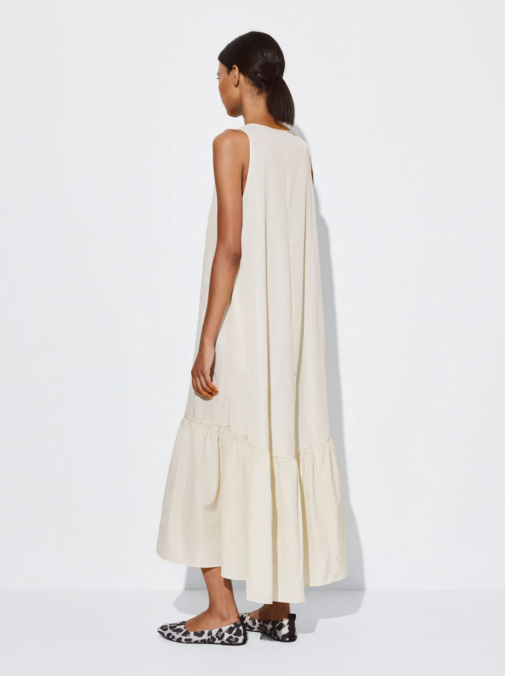 PARFOIS Vestido Largo Con Volantes Crudo Online