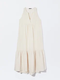 PARFOIS Vestido Largo Con Volantes Crudo Online