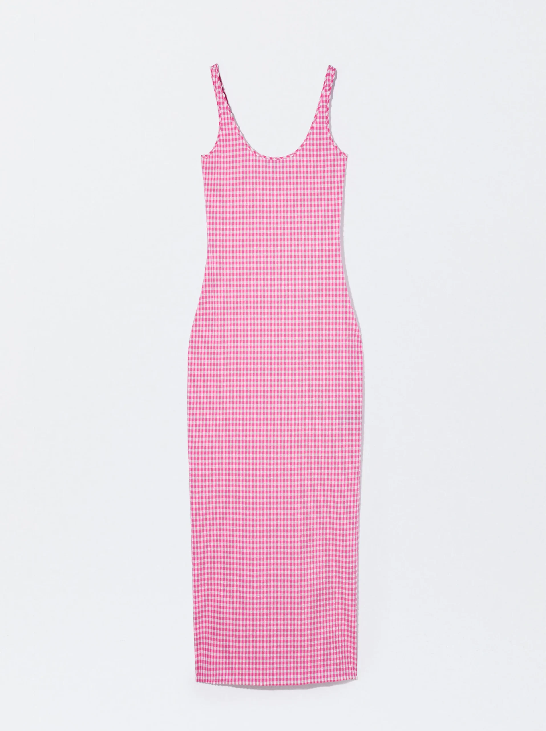 PARFOIS Vestido Largo De Cuadros Rosa Cheap