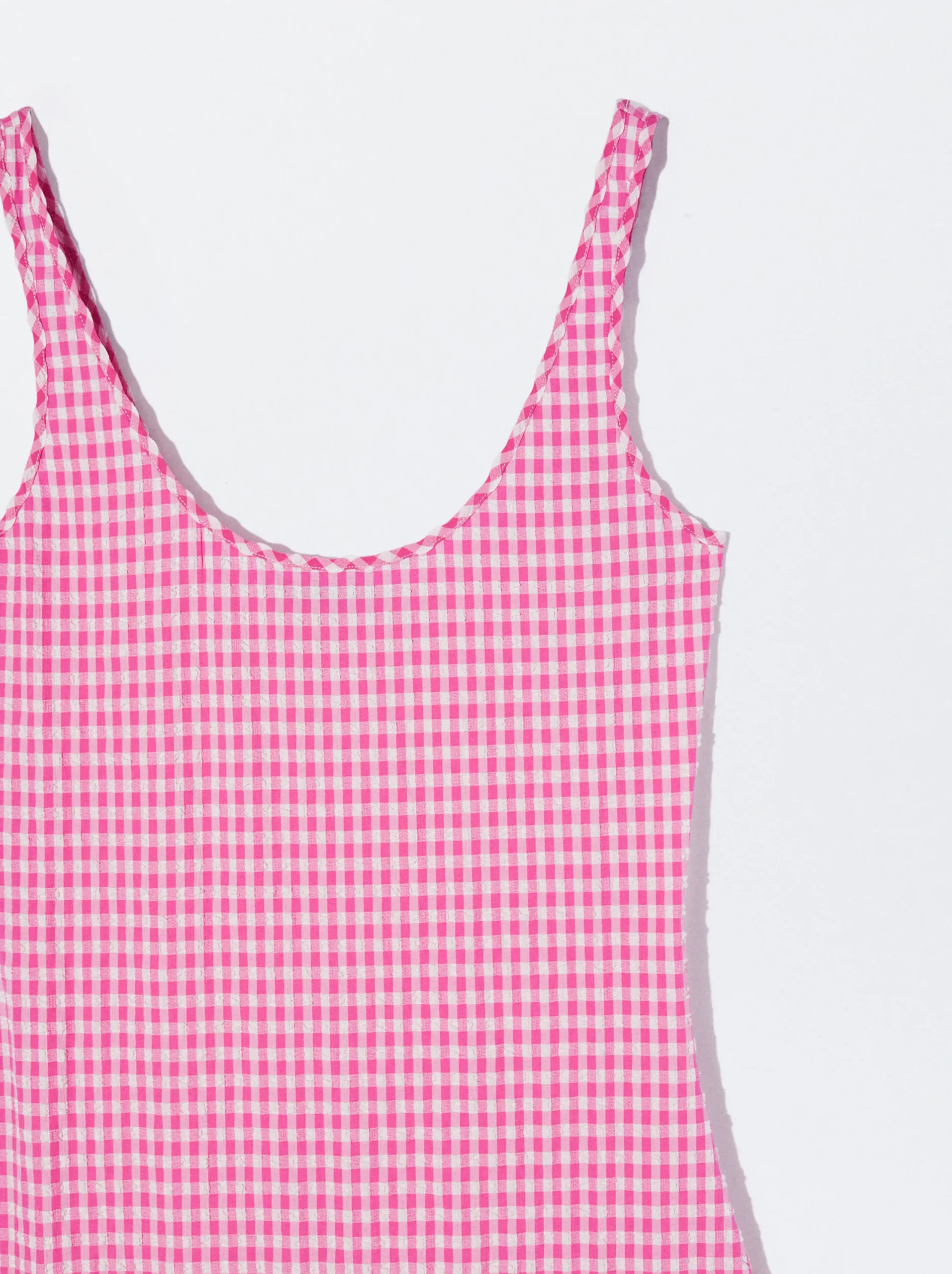 PARFOIS Vestido Largo De Cuadros Rosa Cheap
