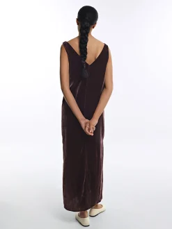 PARFOIS Vestido Largo De Terciopelo Marr&oacute;n Fashion