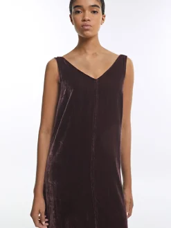 PARFOIS Vestido Largo De Terciopelo Marr&oacute;n Fashion