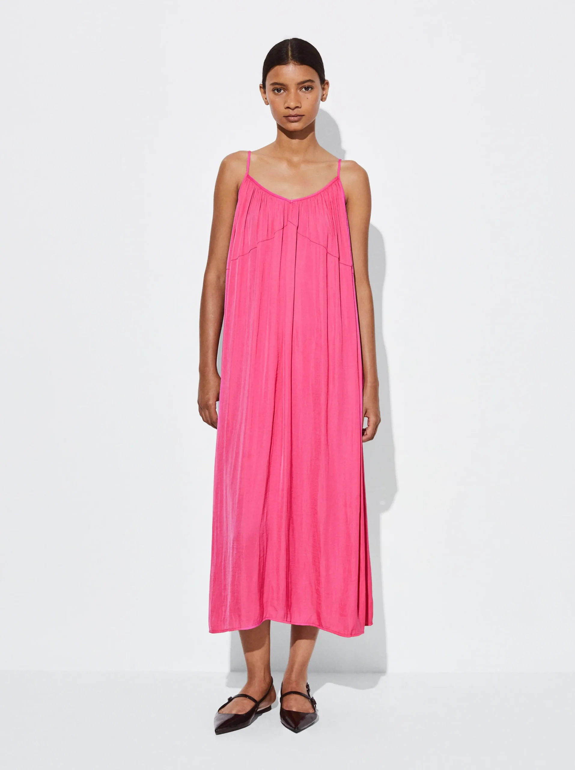 PARFOIS Vestido Largo De Tirantes Fucsia Fashion