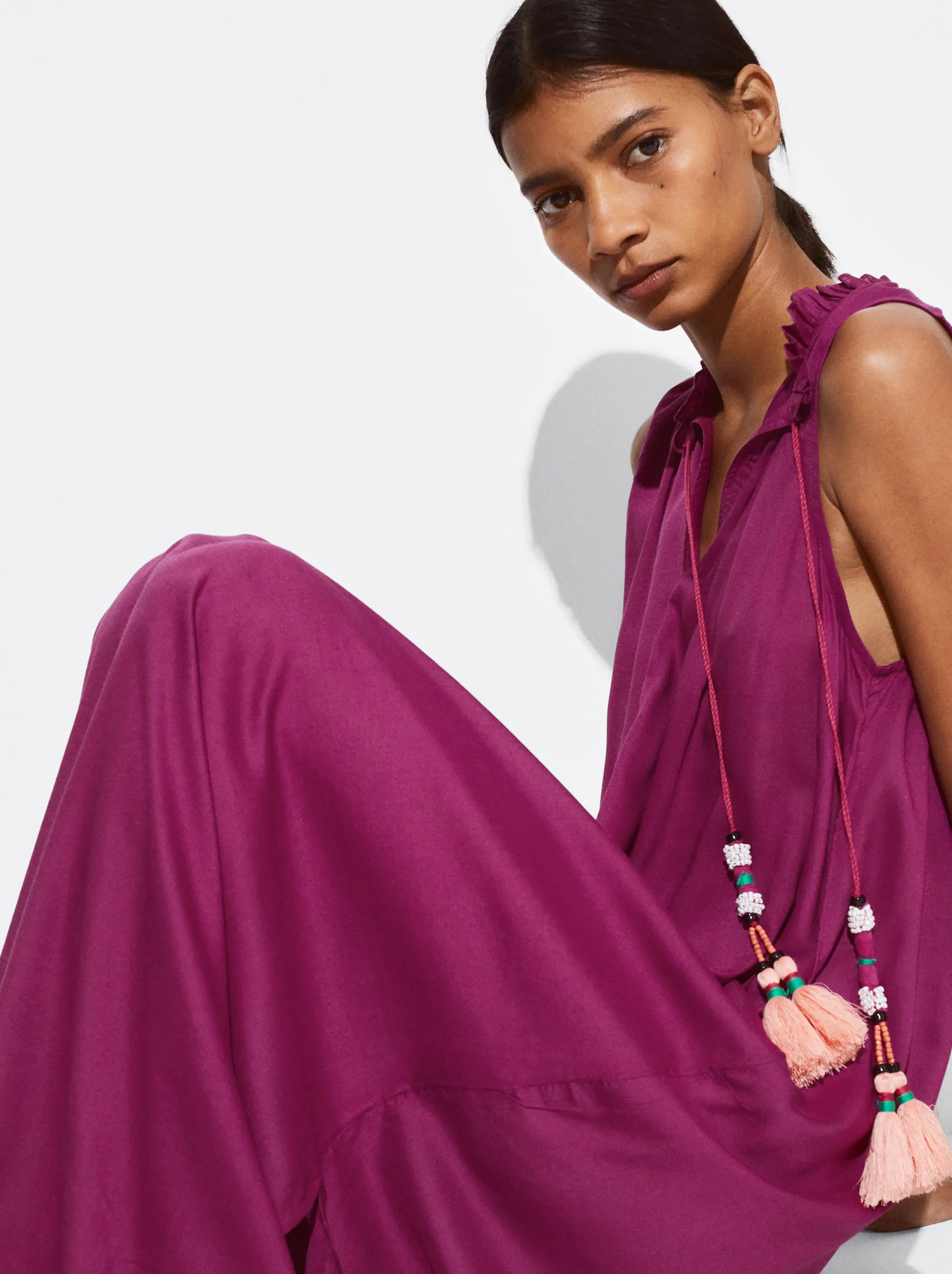 PARFOIS Vestido Largo En Modal Violeta Outlet