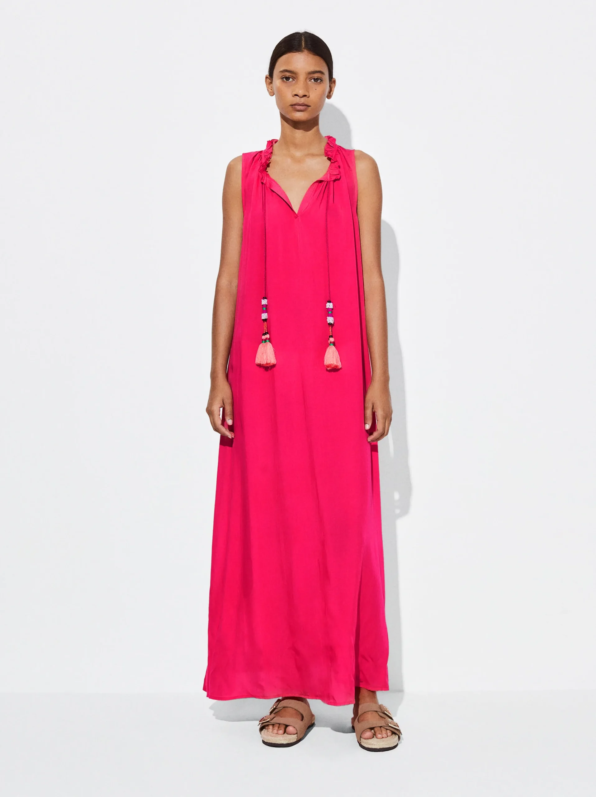 PARFOIS Vestido Largo En Modal Fucsia Fashion