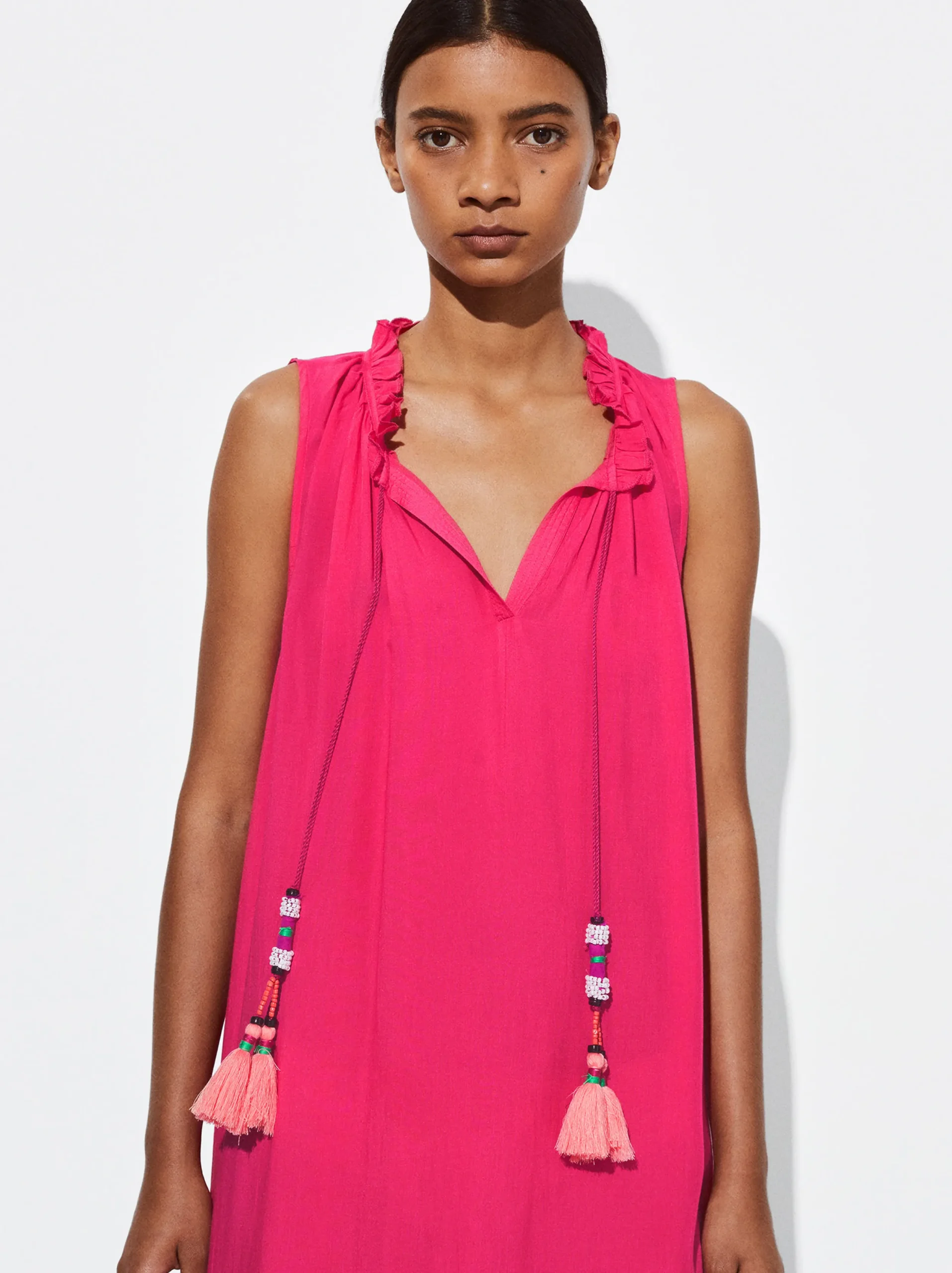 PARFOIS Vestido Largo En Modal Fucsia Fashion