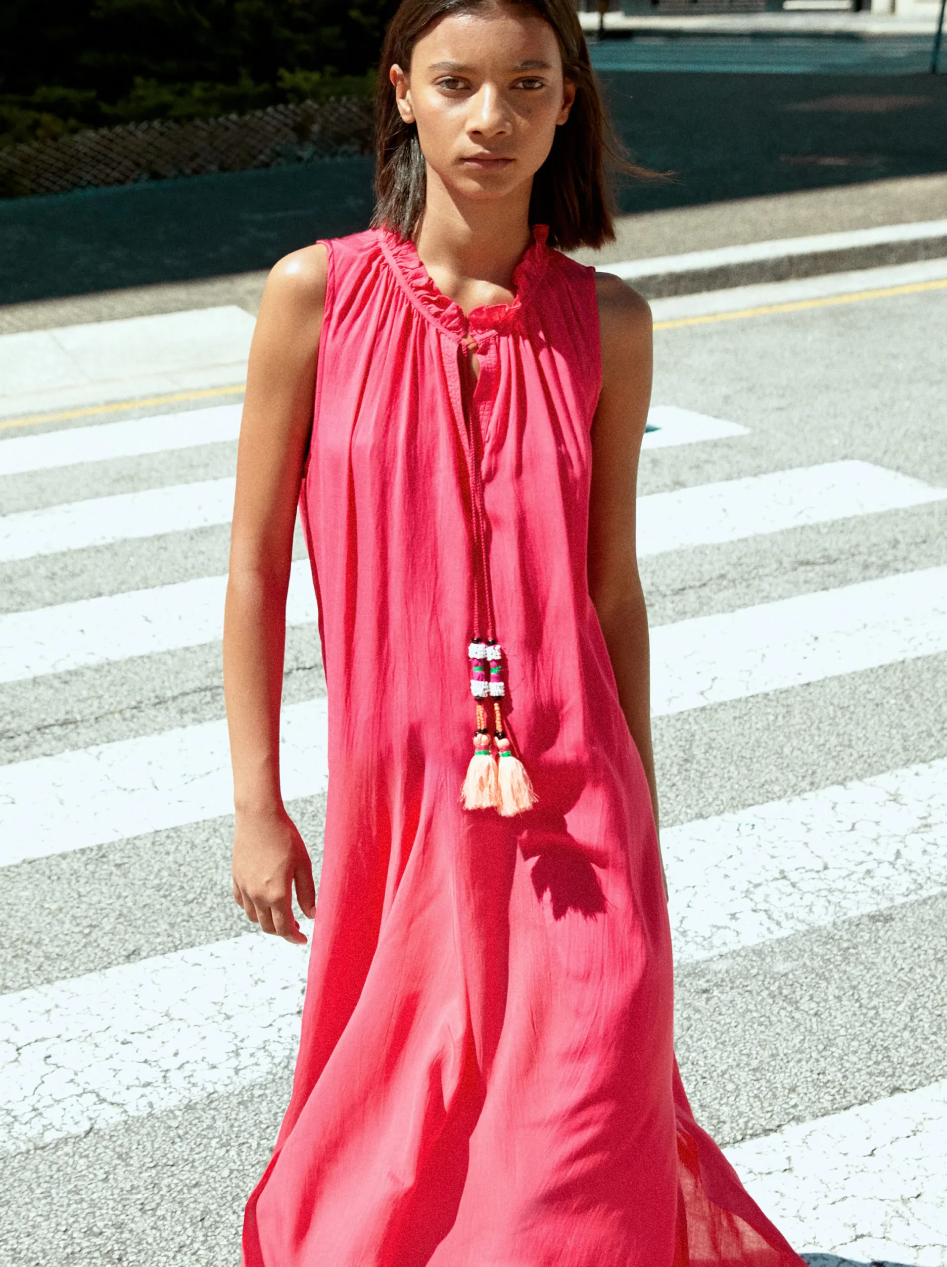 PARFOIS Vestido Largo En Modal Fucsia Fashion