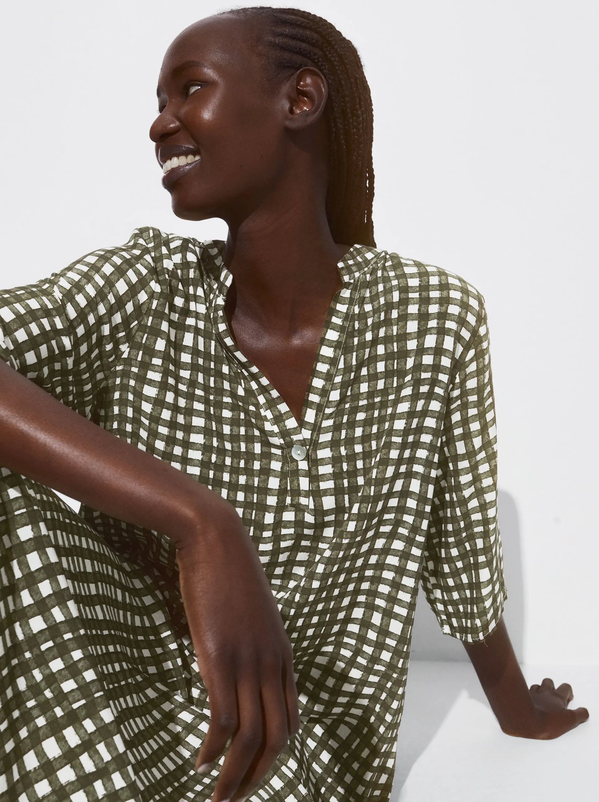 PARFOIS Vestido Largo Estampado Caqui Cheap