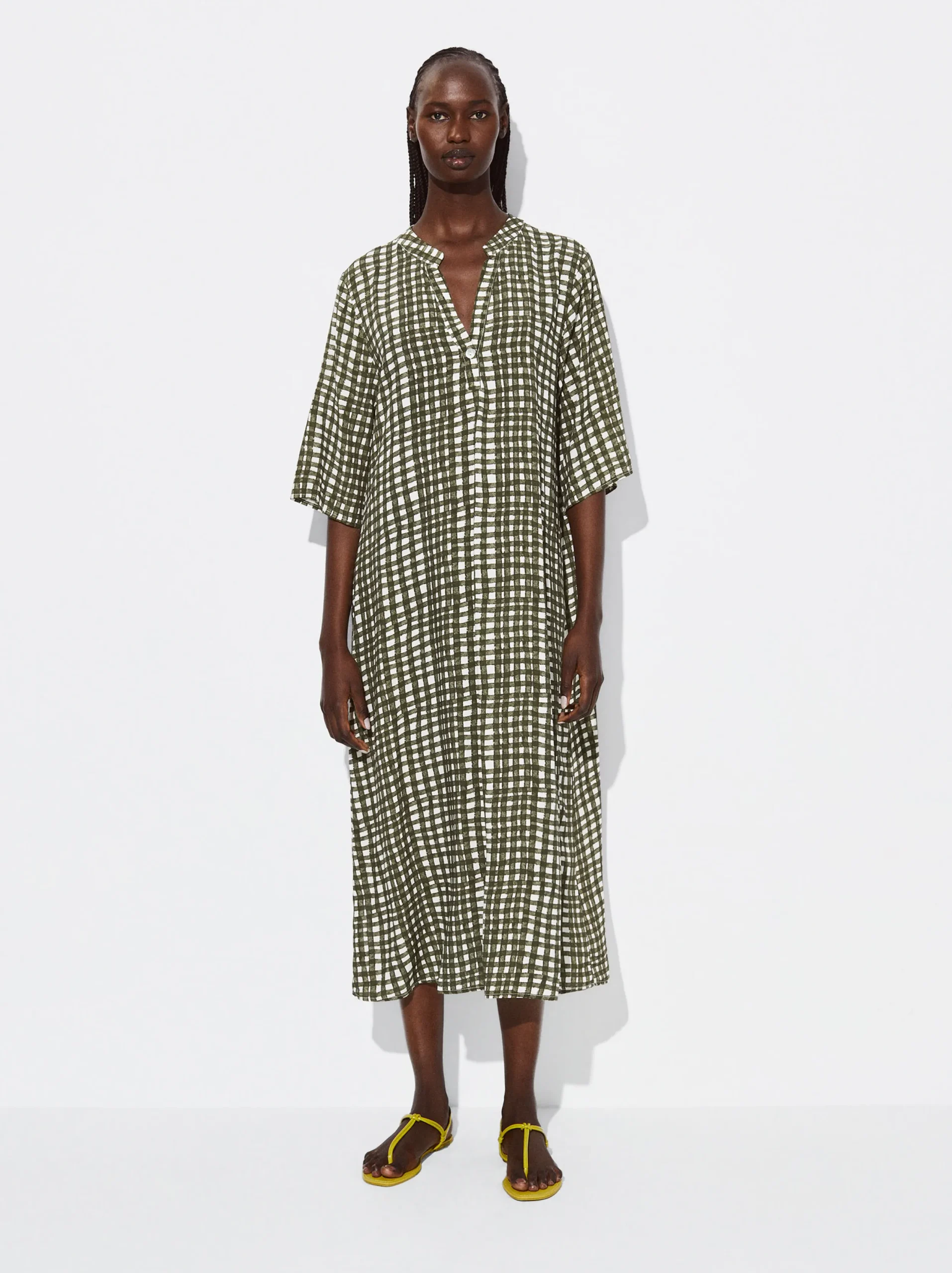 PARFOIS Vestido Largo Estampado Caqui Cheap