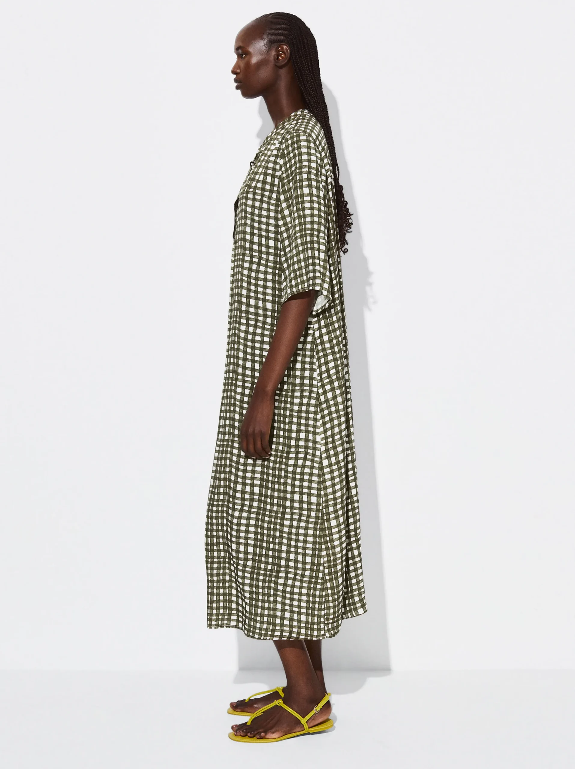 PARFOIS Vestido Largo Estampado Caqui Cheap