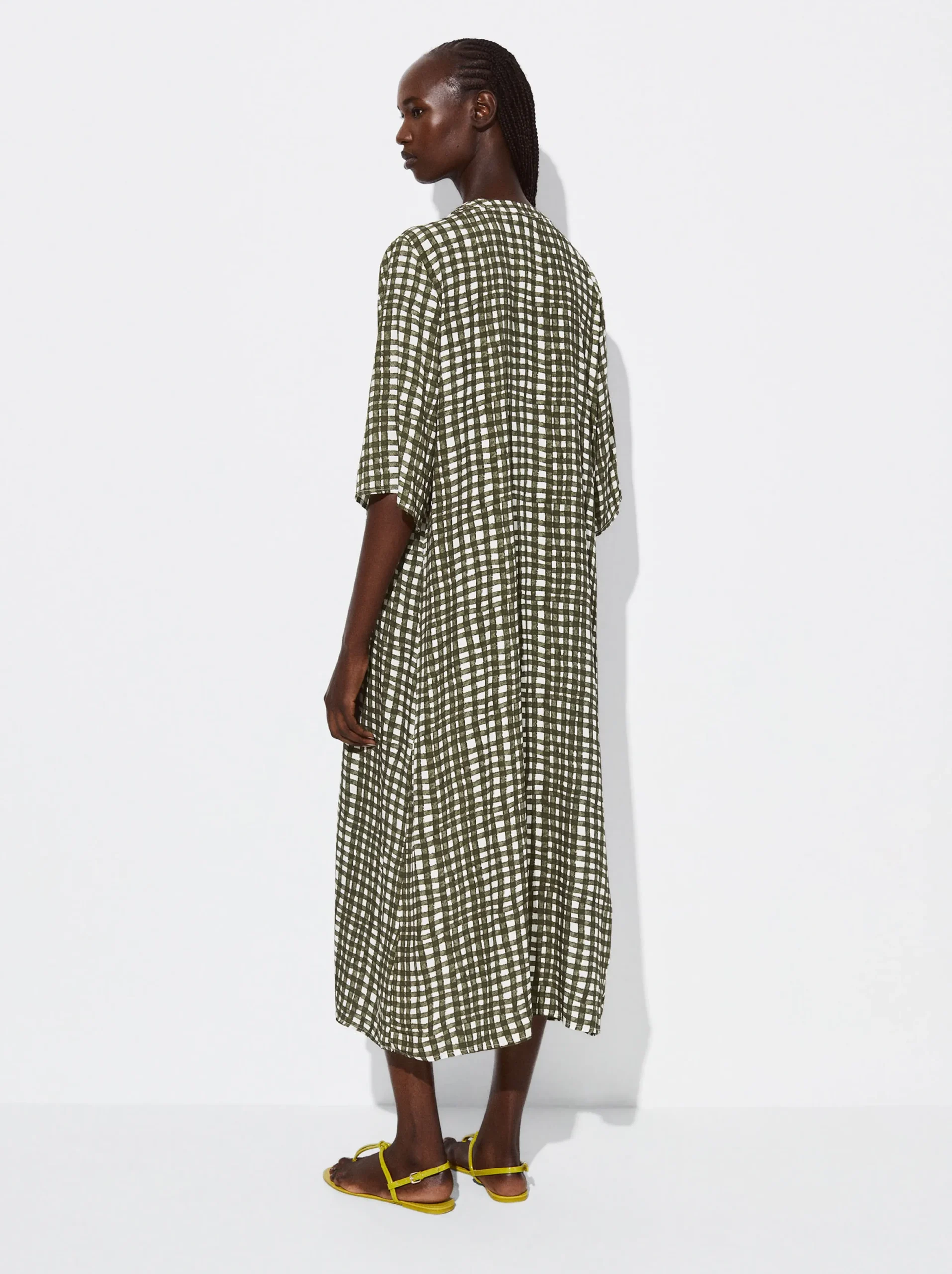 PARFOIS Vestido Largo Estampado Caqui Cheap