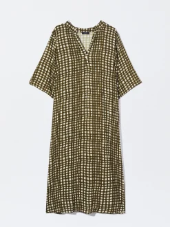 PARFOIS Vestido Largo Estampado Caqui Cheap