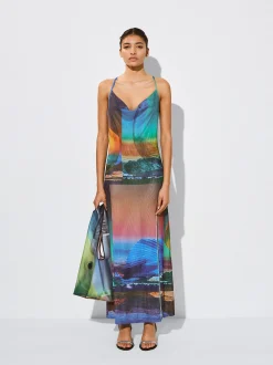 PARFOIS Vestido Largo Estampado Multicor Cheap