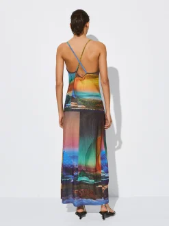 PARFOIS Vestido Largo Estampado Multicor Cheap