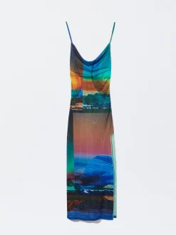 PARFOIS Vestido Largo Estampado Multicor Cheap