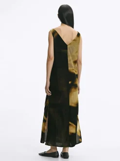 PARFOIS Vestido Largo Estampado De Terciopelo Multicor Sale