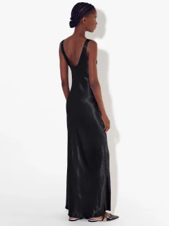 PARFOIS Vestido Largo Fluido Con Flor Negro Fashion