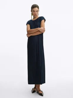 PARFOIS Vestido Largo Plisado Gris Shop