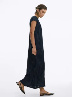 PARFOIS Vestido Largo Plisado Gris Shop