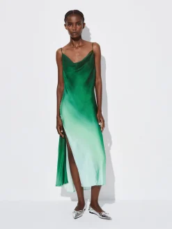 PARFOIS Vestido Largo Satinado Multicor Cheap