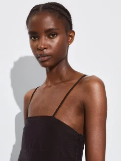 PARFOIS Vestido Ligero De Tirantes Negro New