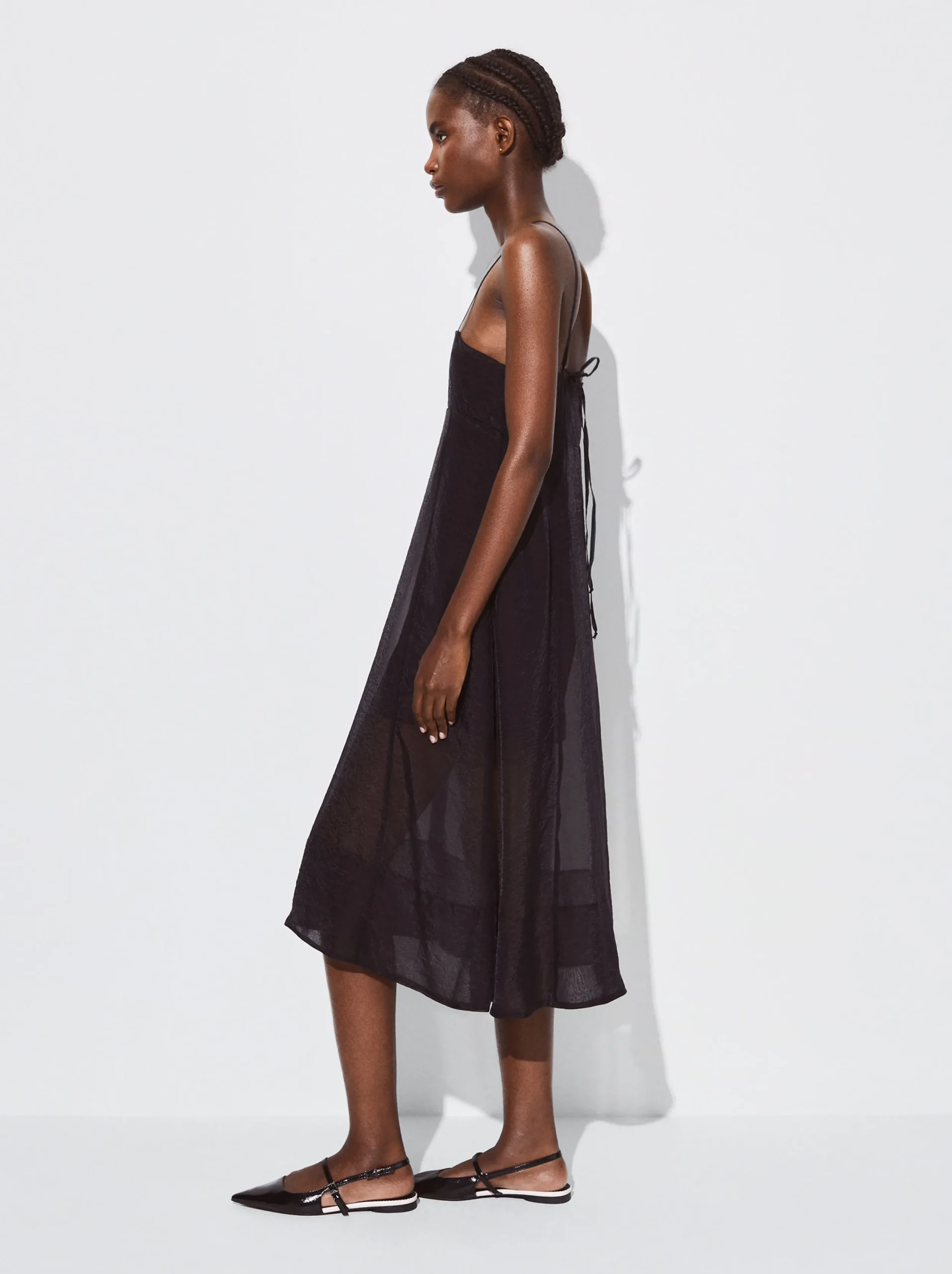 PARFOIS Vestido Ligero De Tirantes Negro New