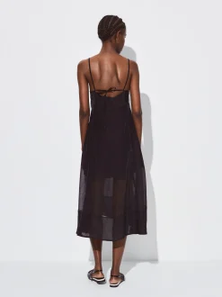 PARFOIS Vestido Ligero De Tirantes Negro New