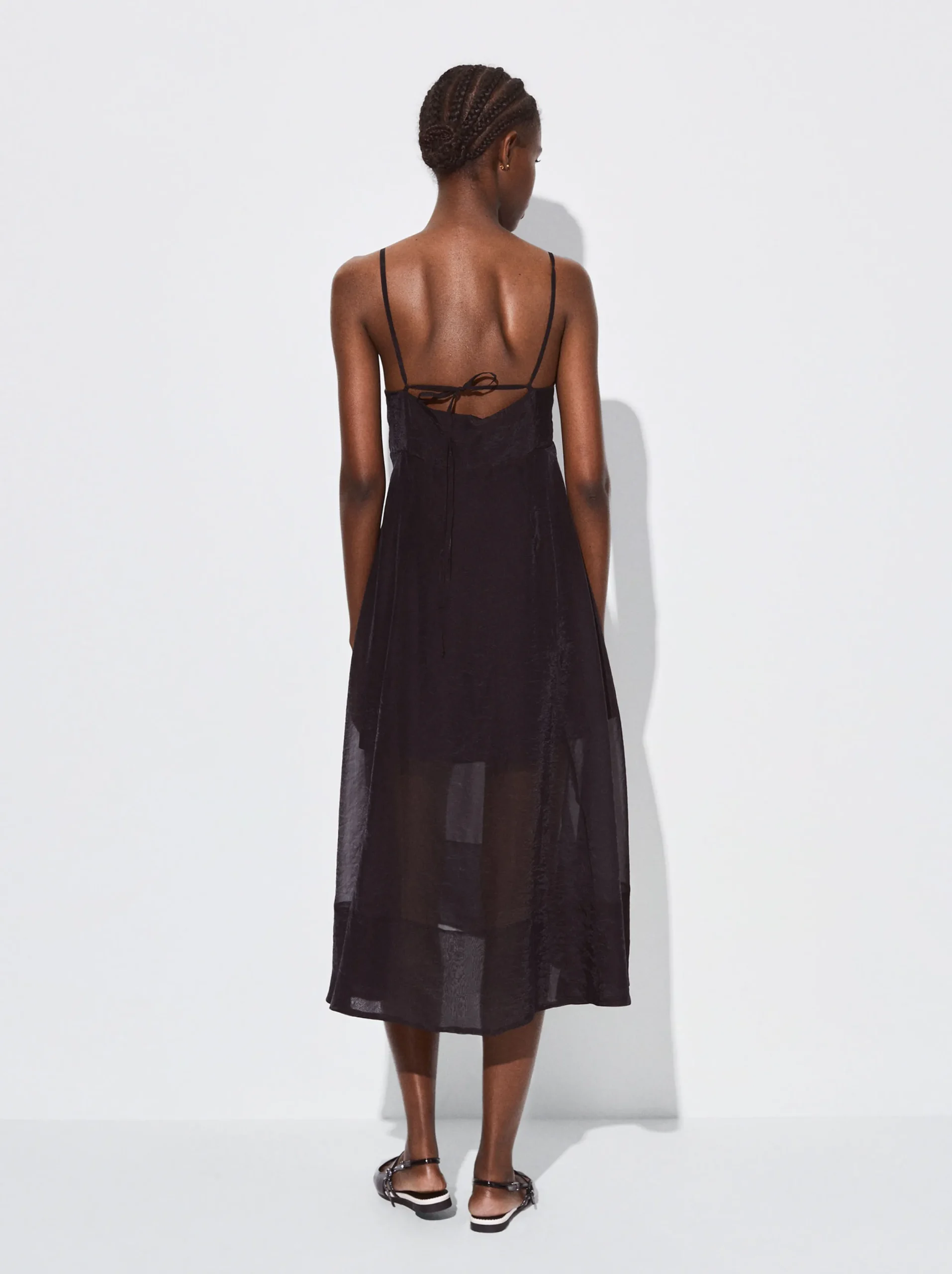 PARFOIS Vestido Ligero De Tirantes Negro New