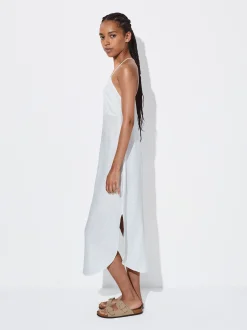 PARFOIS Vestido Lino Espalda Cruzada Crudo Outlet