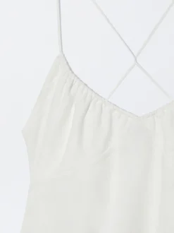 PARFOIS Vestido Lino Espalda Cruzada Crudo Outlet