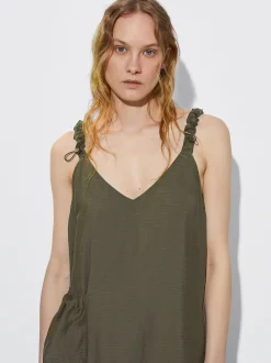 PARFOIS Vestido Lyocell Con Bolsillo Caqui Flash Sale