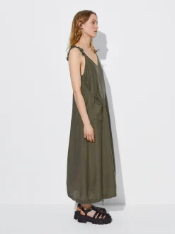 PARFOIS Vestido Lyocell Con Bolsillo Caqui Flash Sale