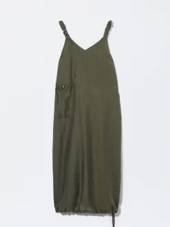PARFOIS Vestido Lyocell Con Bolsillo Caqui Flash Sale