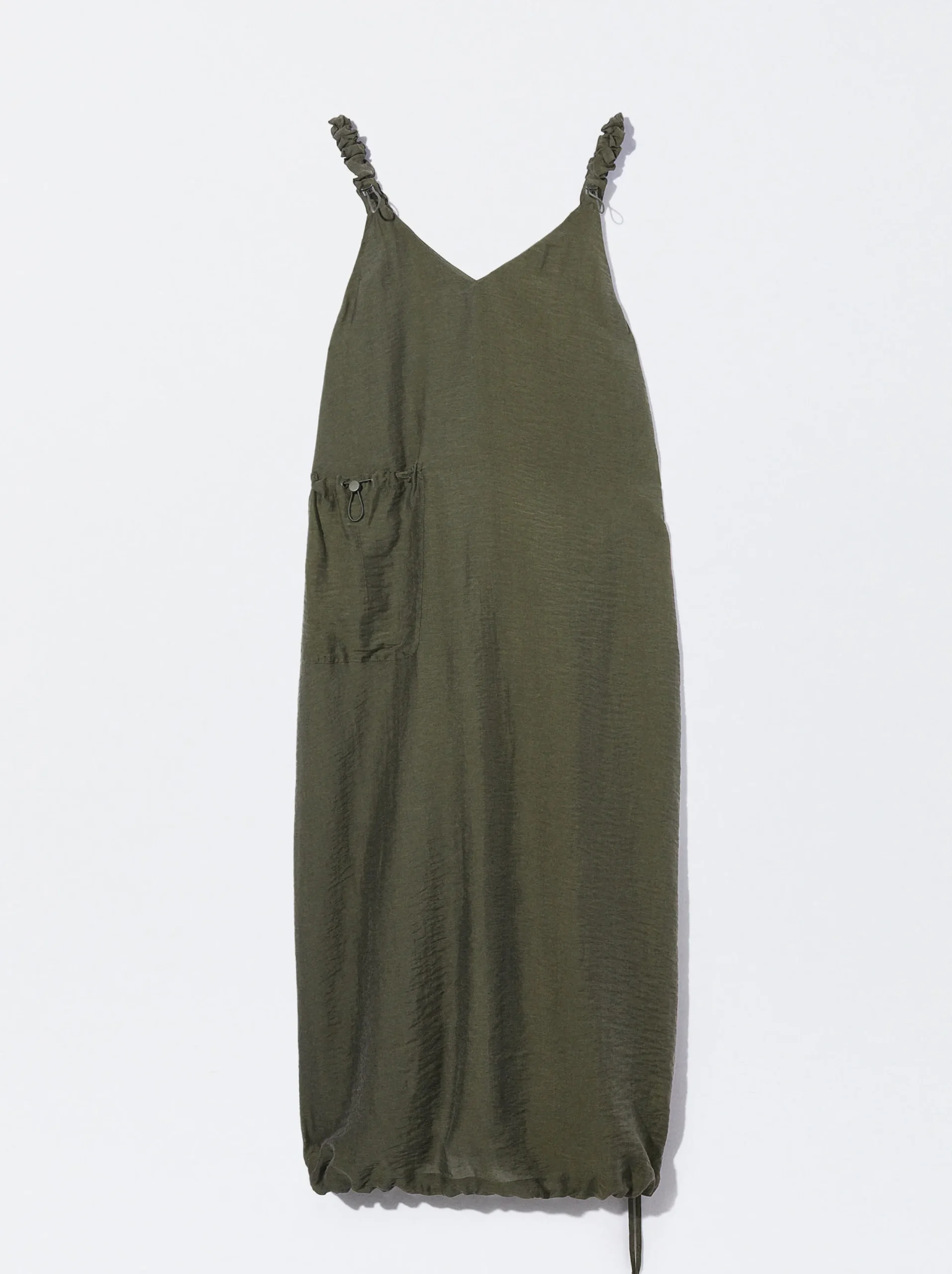 PARFOIS Vestido Lyocell Con Bolsillo Caqui Flash Sale