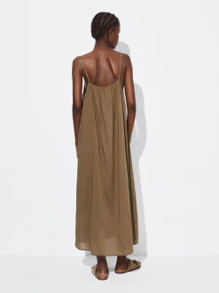 PARFOIS Vestido Midi Algodón Caqui Hot