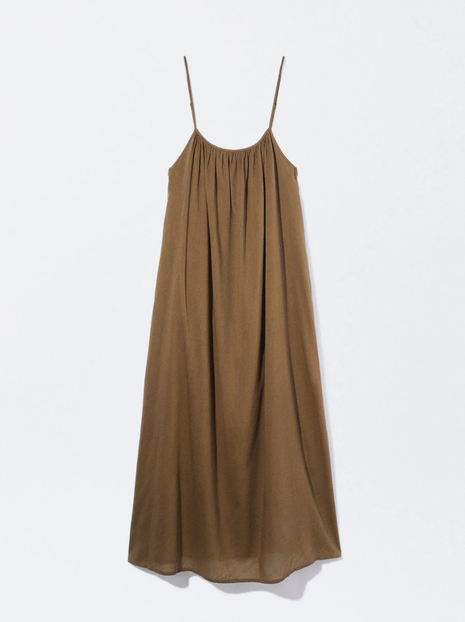 PARFOIS Vestido Midi Algodón Caqui Hot