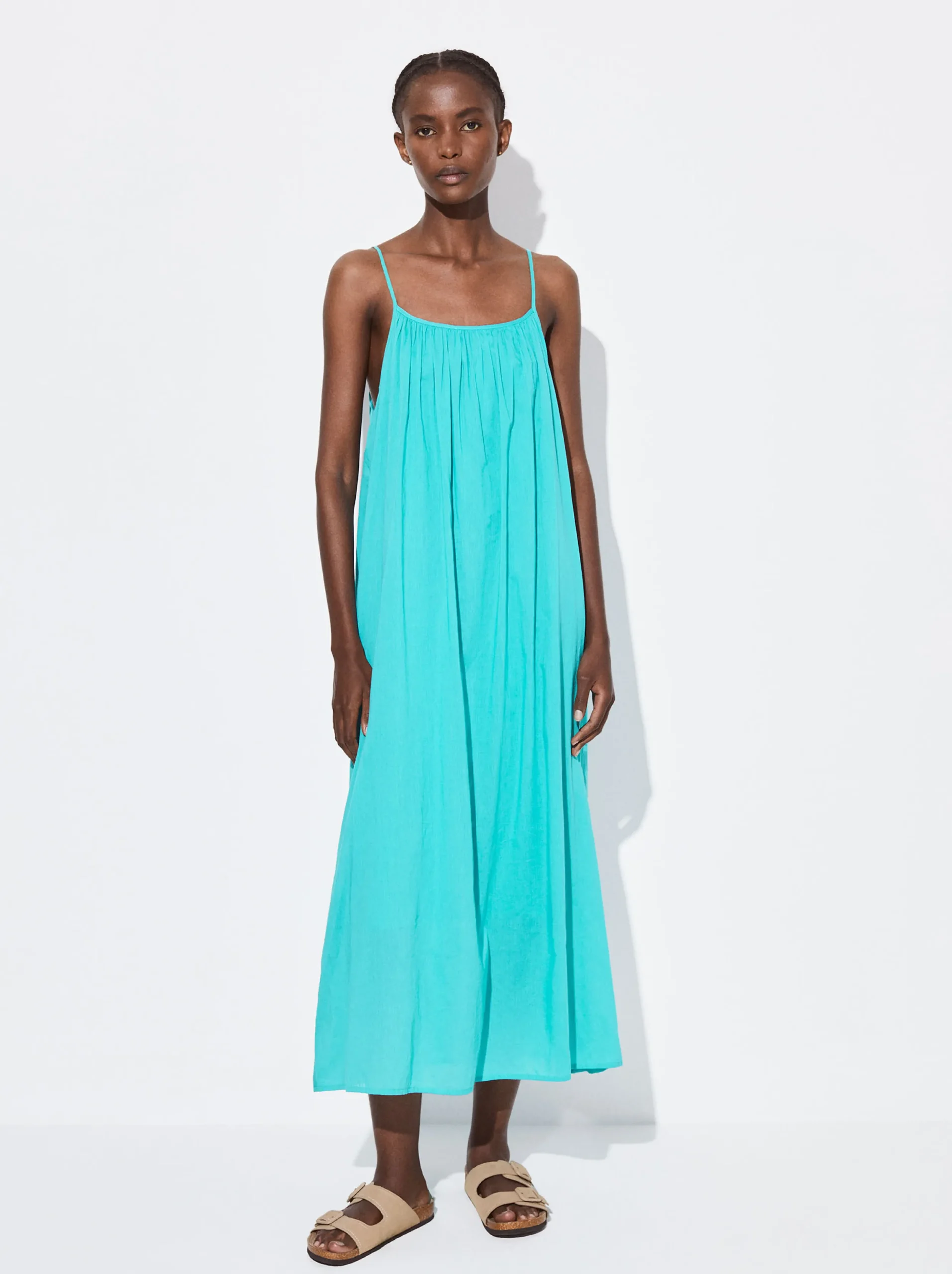 PARFOIS Vestido Midi Algodón Azul Flash Sale