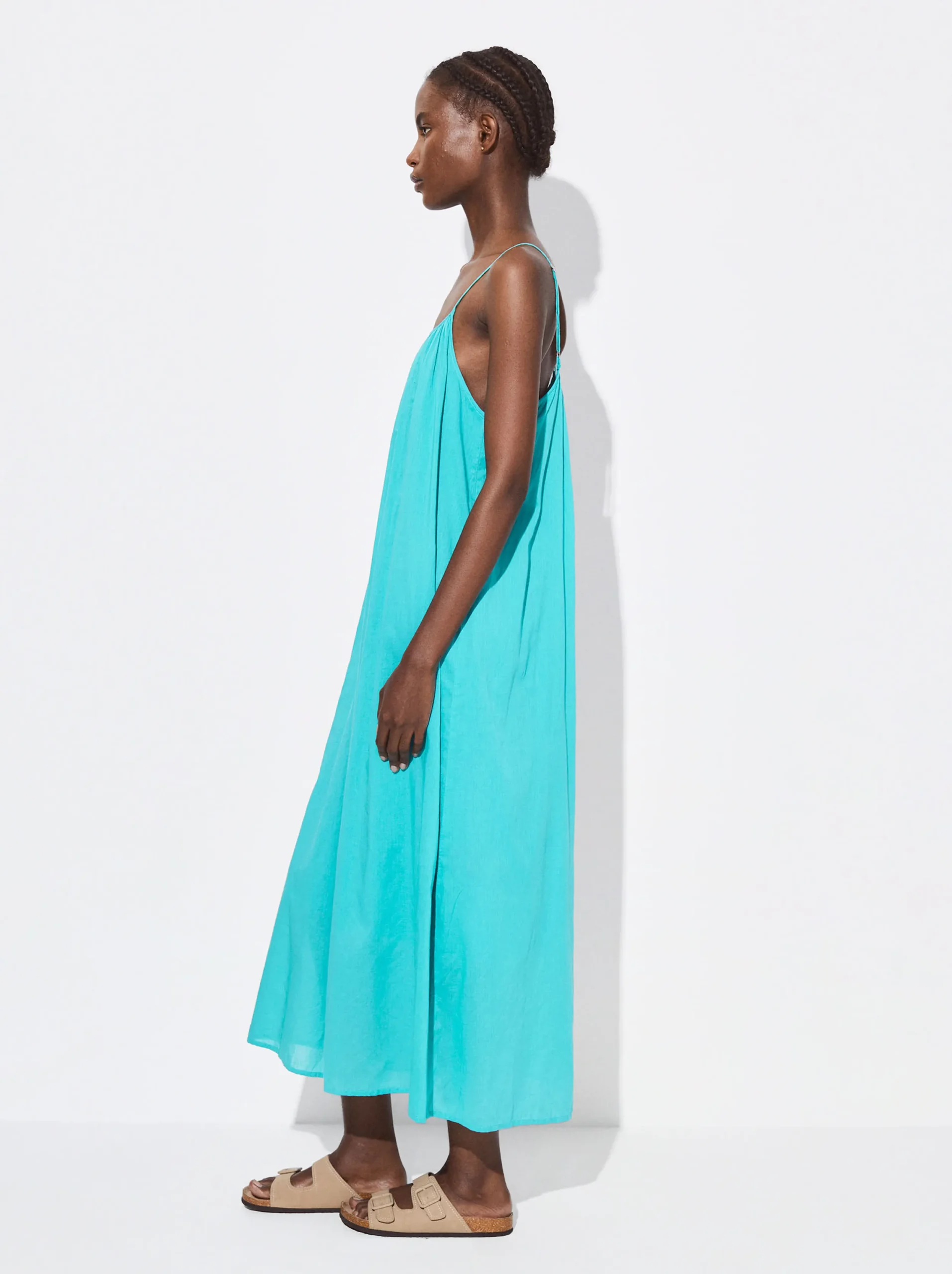 PARFOIS Vestido Midi Algodón Azul Flash Sale